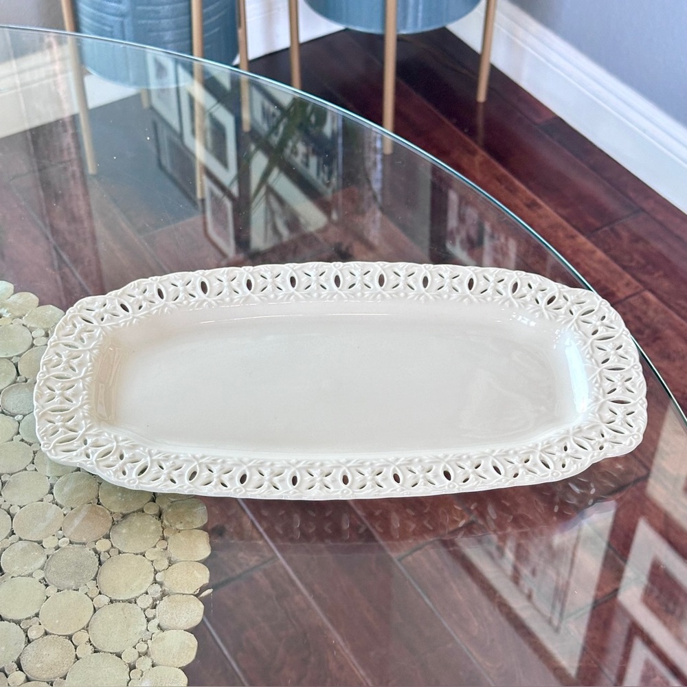 I. Godinger & Co. Pierced Edge 14 3/4" Rectangle Bread Tray Platter - GORG!